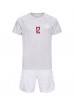 Denemarken Kasper Dolberg #12 Babytruitje Uit tenue Kind WK 2022 Korte Mouw (+ Korte broeken)